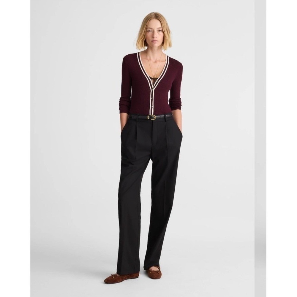 Madewell‎ NWT Slouchy Straight Pants in Brushed Twill Black Size 8P Petite